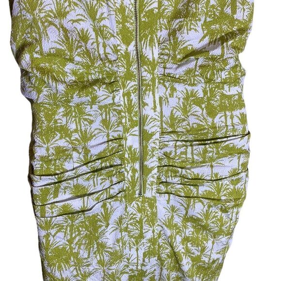 Tracy Reese midi dress palm print gauzy T back brat silk crinkle - Picture 4 of 8